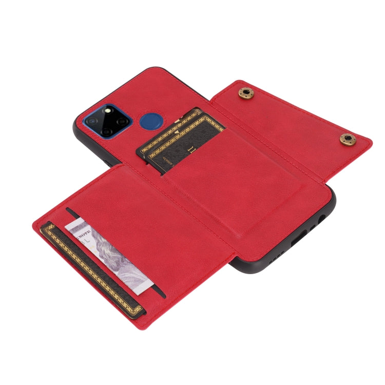 For OPPO Realme C12 Double Buckle PU + TPU Shockproof Magnetic Case with Card Slots & Holder