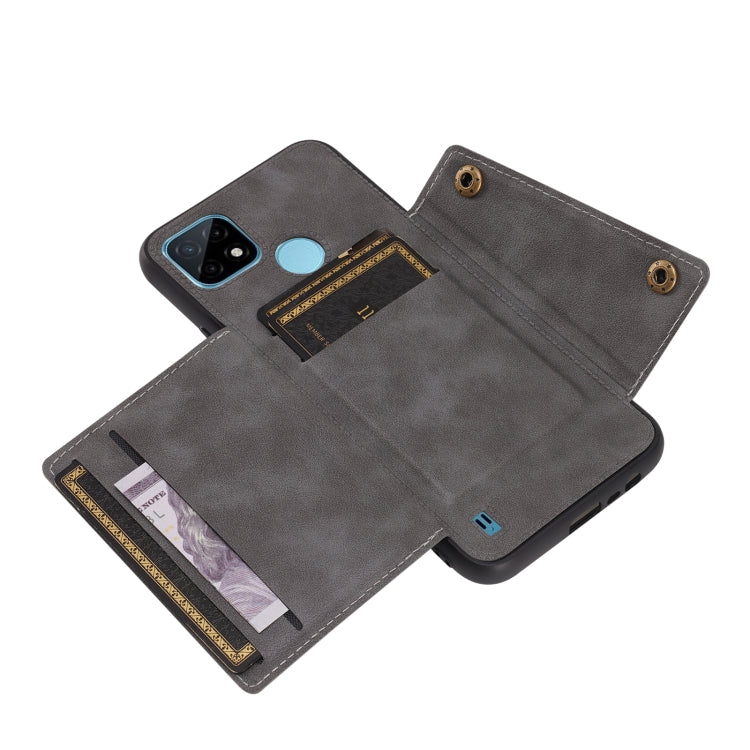 For OPPO Realme C21Y Double Buckle PU + TPU Shockproof Magnetic Case with Card Slots & Holder