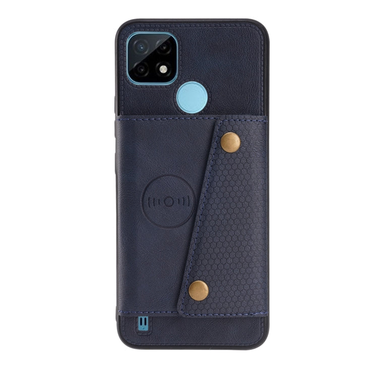 For OPPO Realme C21Y Double Buckle PU + TPU Shockproof Magnetic Case with Card Slots & Holder