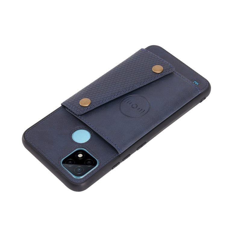 For OPPO Realme C21Y Double Buckle PU + TPU Shockproof Magnetic Case with Card Slots & Holder