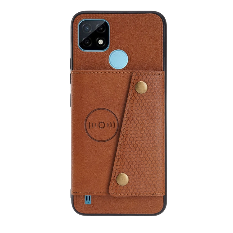 For OPPO Realme C21Y Double Buckle PU + TPU Shockproof Magnetic Case with Card Slots & Holder