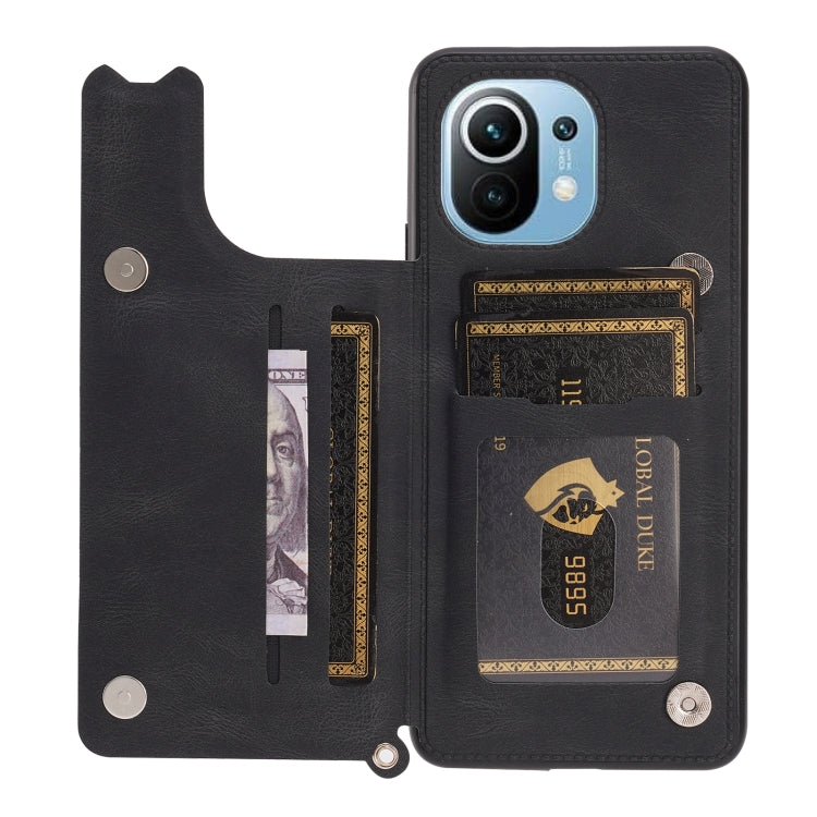 For Xiaomi Mi 11 Mandala Embossed PU + TPU Magnetic Case with Card Slots & Holder & Lanyard