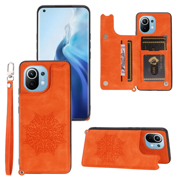 For Xiaomi Mi 11 Mandala Embossed PU + TPU Magnetic Case with Card Slots & Holder & Lanyard