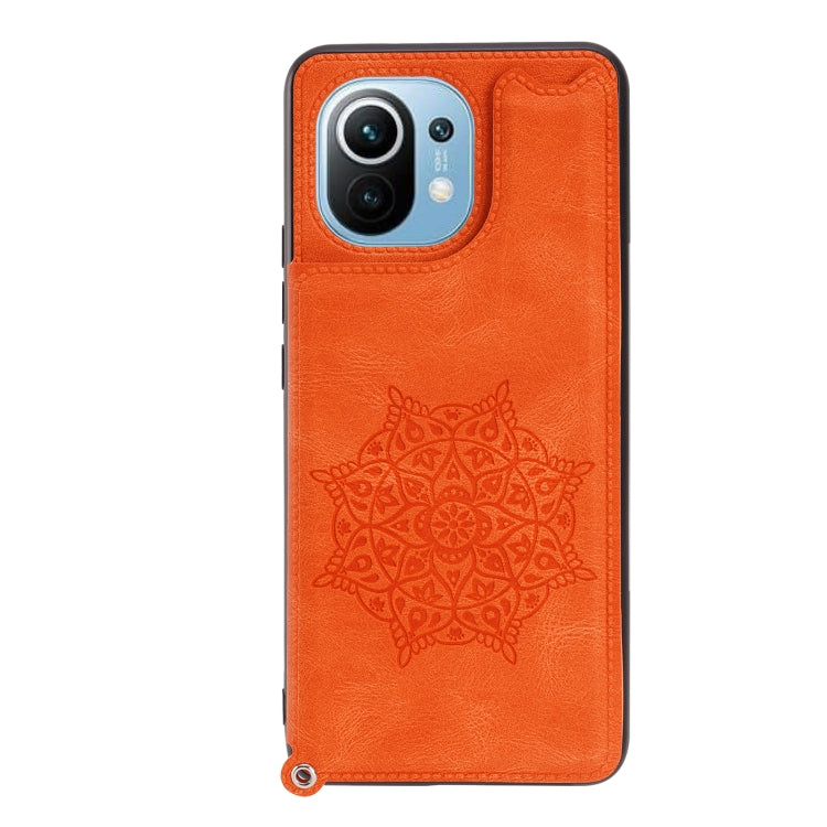 For Xiaomi Mi 11 Mandala Embossed PU + TPU Magnetic Case with Card Slots & Holder & Lanyard