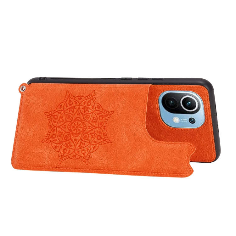 For Xiaomi Mi 11 Mandala Embossed PU + TPU Magnetic Case with Card Slots & Holder & Lanyard