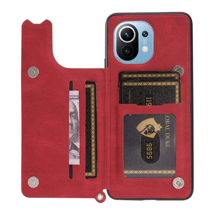 For Xiaomi Mi 11 Mandala Embossed PU + TPU Magnetic Case with Card Slots & Holder & Lanyard