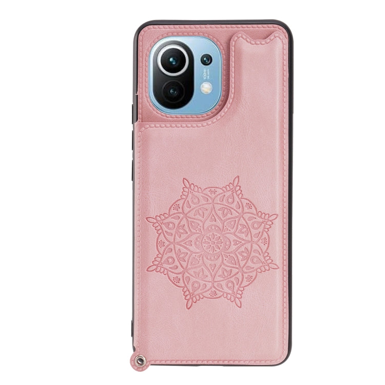 For Xiaomi Mi 11 Mandala Embossed PU + TPU Magnetic Case with Card Slots & Holder & Lanyard