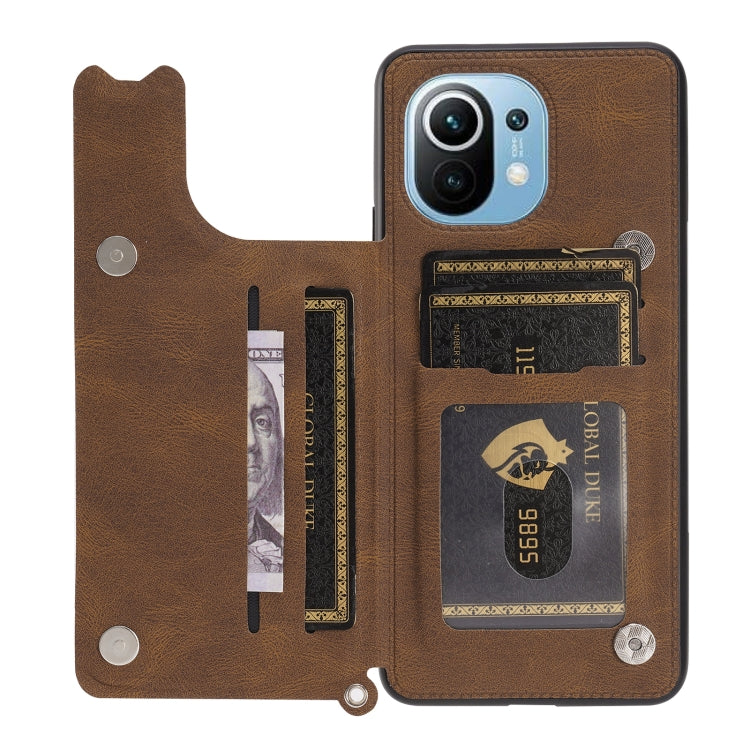 For Xiaomi Mi 11 Mandala Embossed PU + TPU Magnetic Case with Card Slots & Holder & Lanyard