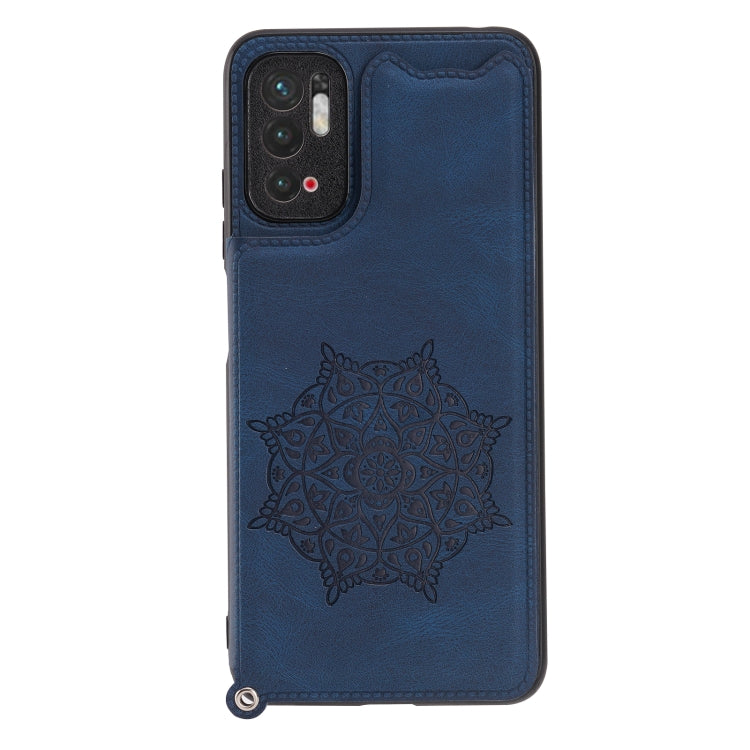 For Xiaomi Redmi Note 10 5G Mandala Embossed PU + TPU Magnetic Case with Card Slots & Holder & Lanyard