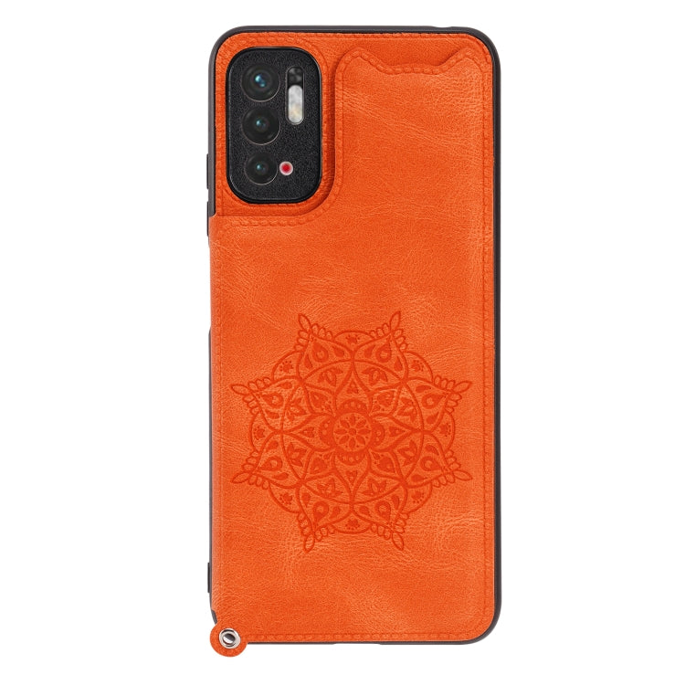 For Xiaomi Redmi Note 10 5G Mandala Embossed PU + TPU Magnetic Case with Card Slots & Holder & Lanyard