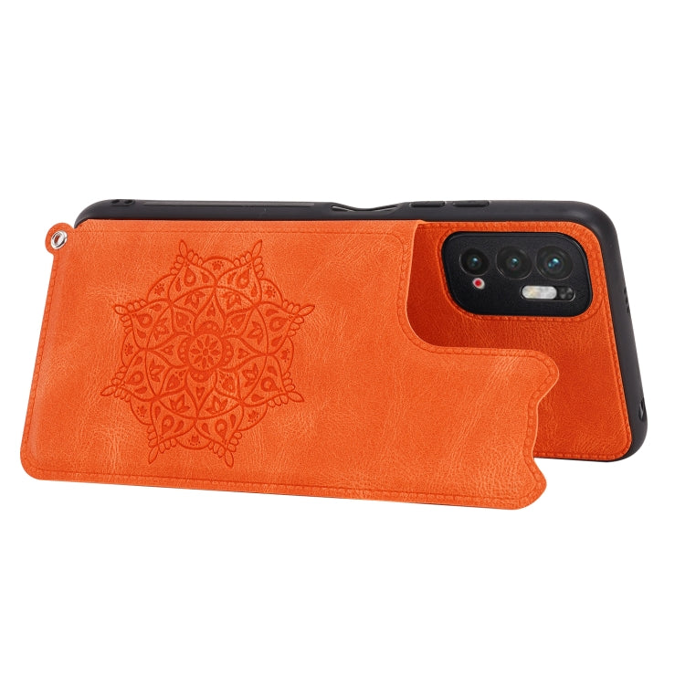 For Xiaomi Redmi Note 10 5G Mandala Embossed PU + TPU Magnetic Case with Card Slots & Holder & Lanyard