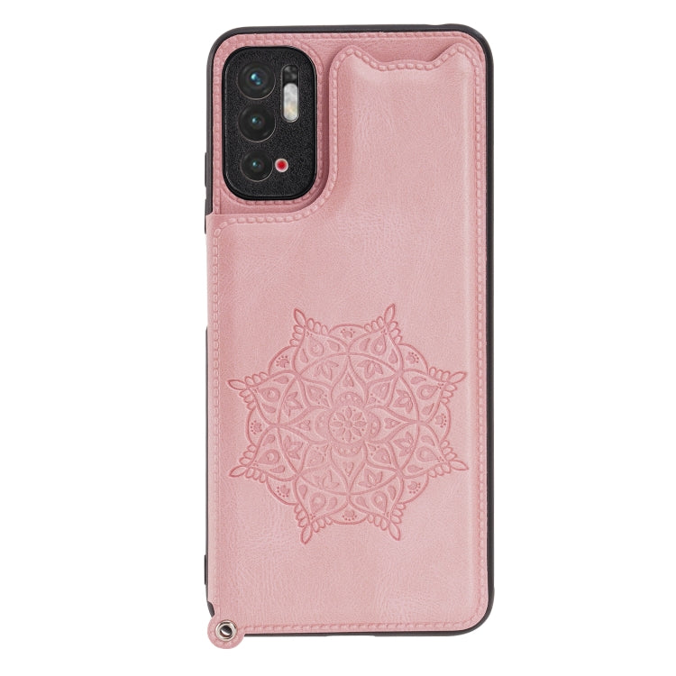 For Xiaomi Redmi Note 10 5G Mandala Embossed PU + TPU Magnetic Case with Card Slots & Holder & Lanyard