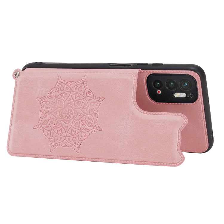 For Xiaomi Redmi Note 10 5G Mandala Embossed PU + TPU Magnetic Case with Card Slots & Holder & Lanyard