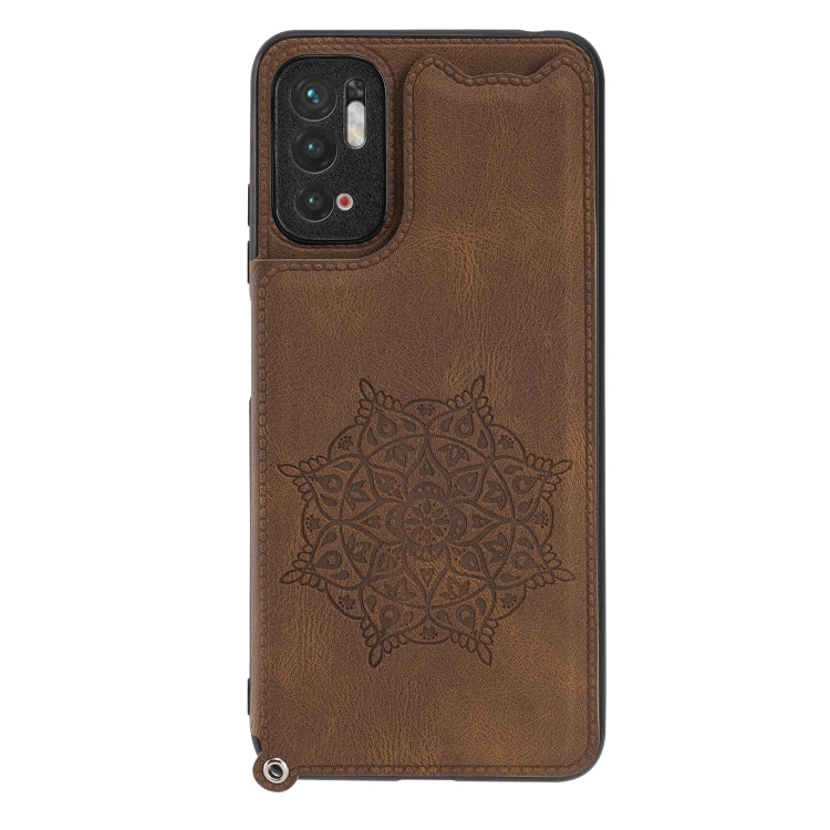 For Xiaomi Redmi Note 10 5G Mandala Embossed PU + TPU Magnetic Case with Card Slots & Holder & Lanyard