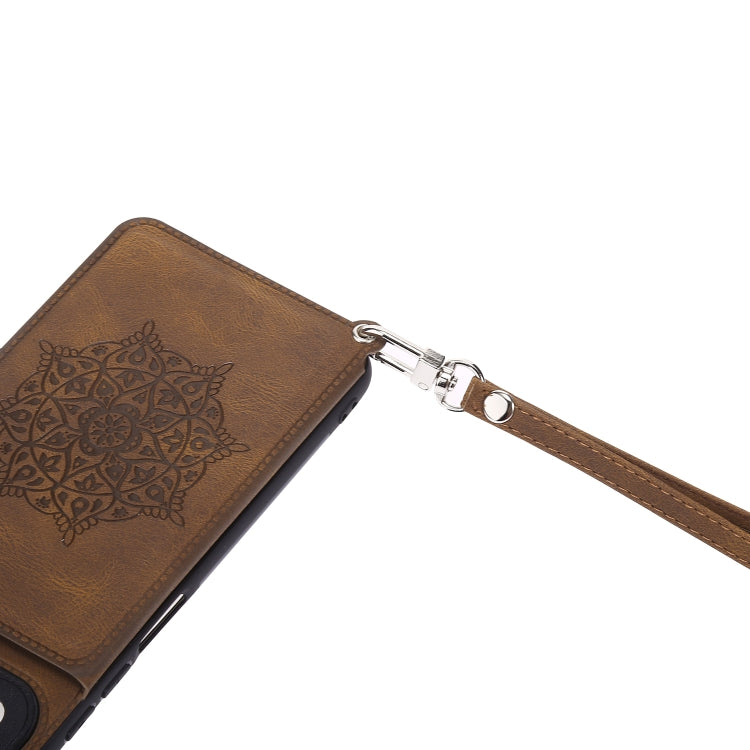 For Xiaomi Redmi Note 10 5G Mandala Embossed PU + TPU Magnetic Case with Card Slots & Holder & Lanyard