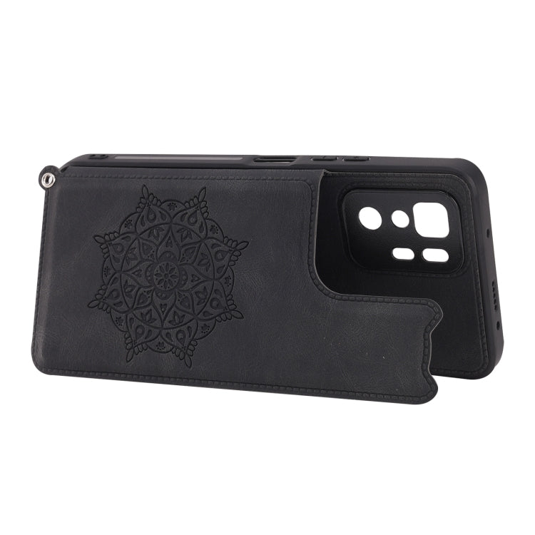 For Xiaomi Redmi Note 10 Pro (China) Mandala Embossed PU + TPU Magnetic Case with Card Slots & Holder & Lanyard