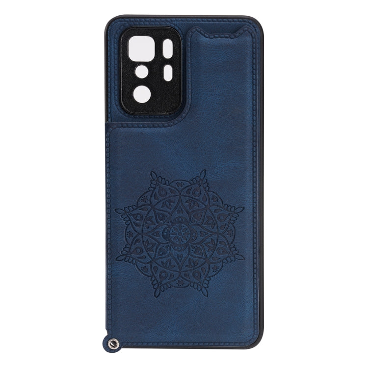 For Xiaomi Redmi Note 10 Pro (China) Mandala Embossed PU + TPU Magnetic Case with Card Slots & Holder & Lanyard