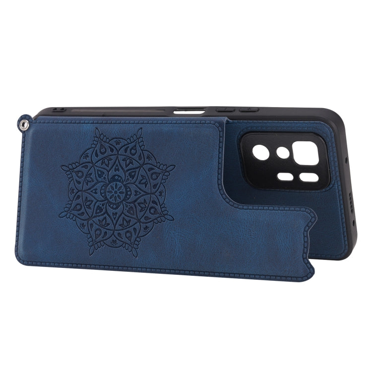 For Xiaomi Redmi Note 10 Pro (China) Mandala Embossed PU + TPU Magnetic Case with Card Slots & Holder & Lanyard