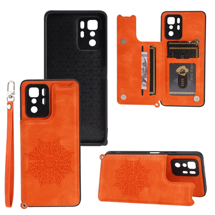 For Xiaomi Redmi Note 10 Pro (China) Mandala Embossed PU + TPU Magnetic Case with Card Slots & Holder & Lanyard