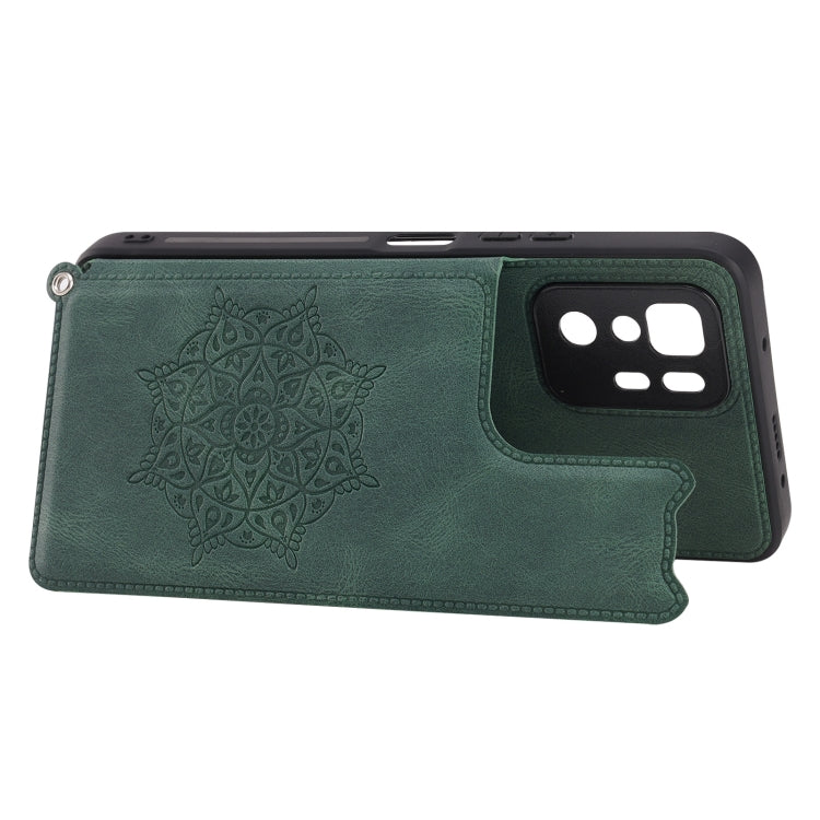 For Xiaomi Redmi Note 10 Pro (China) Mandala Embossed PU + TPU Magnetic Case with Card Slots & Holder & Lanyard