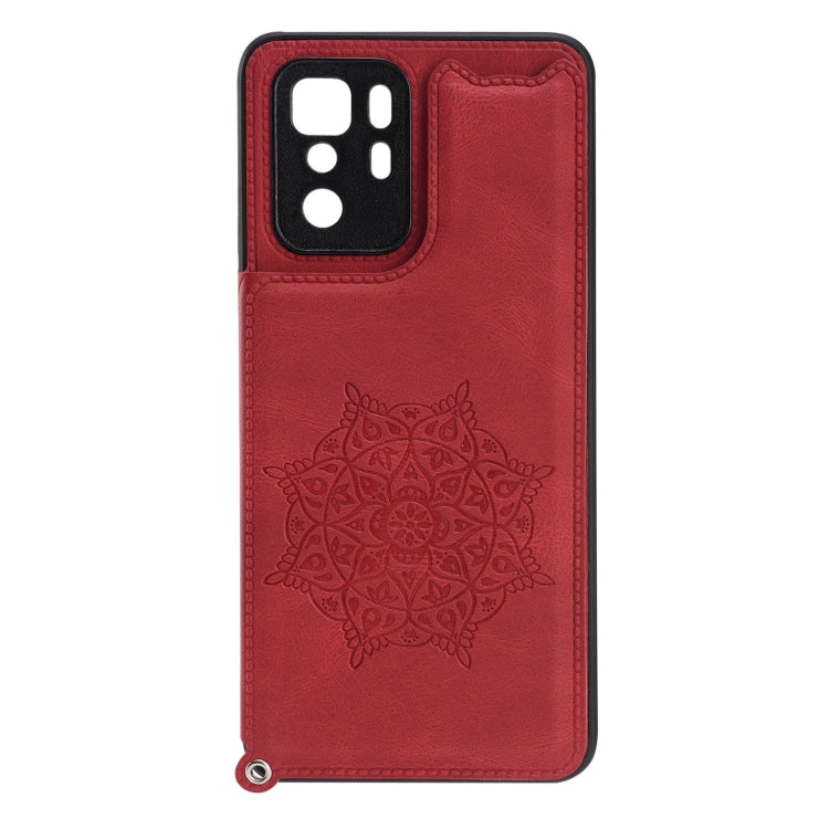 For Xiaomi Redmi Note 10 Pro (China) Mandala Embossed PU + TPU Magnetic Case with Card Slots & Holder & Lanyard