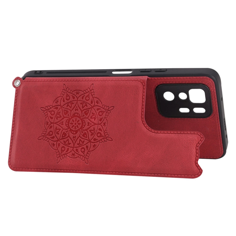 For Xiaomi Redmi Note 10 Pro (China) Mandala Embossed PU + TPU Magnetic Case with Card Slots & Holder & Lanyard
