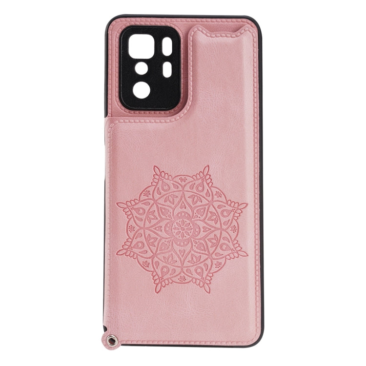 For Xiaomi Redmi Note 10 Pro (China) Mandala Embossed PU + TPU Magnetic Case with Card Slots & Holder & Lanyard