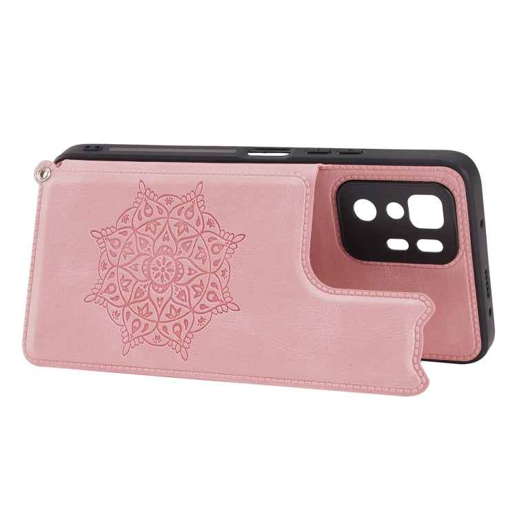For Xiaomi Redmi Note 10 Pro (China) Mandala Embossed PU + TPU Magnetic Case with Card Slots & Holder & Lanyard