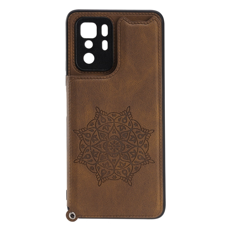For Xiaomi Redmi Note 10 Pro (China) Mandala Embossed PU + TPU Magnetic Case with Card Slots & Holder & Lanyard