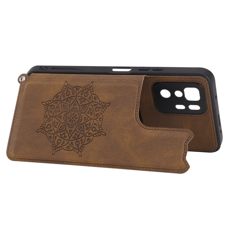 For Xiaomi Redmi Note 10 Pro (China) Mandala Embossed PU + TPU Magnetic Case with Card Slots & Holder & Lanyard