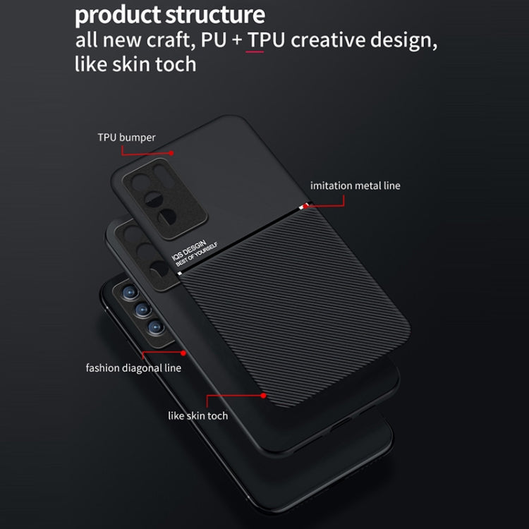 For OPPO Reno6 Z Classic Tilt Strip Grain Magnetic Shockproof PC + TPU Case