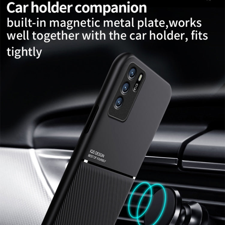 For OPPO Reno6 Z Classic Tilt Strip Grain Magnetic Shockproof PC + TPU Case