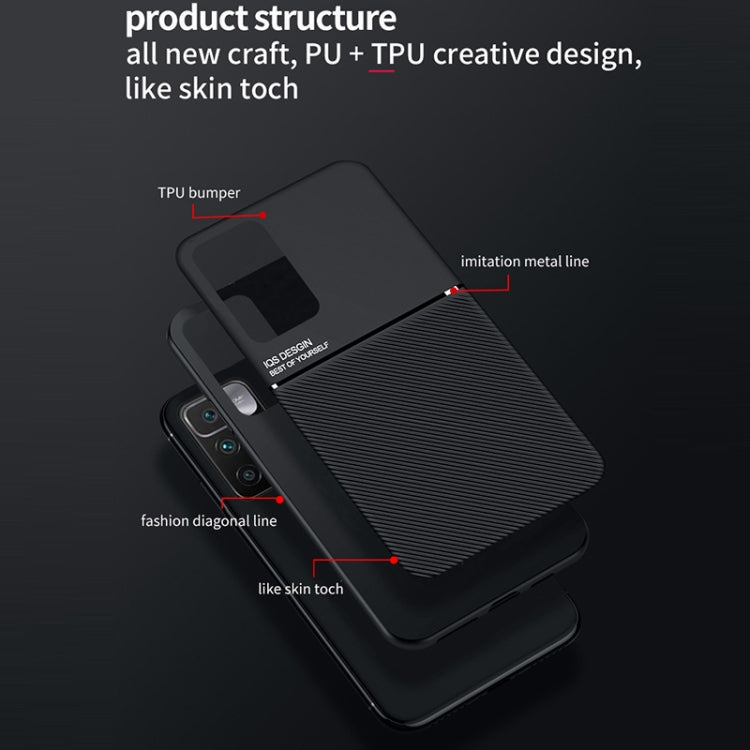 For Xiaomi Redmi 10 Classic Tilt Strip Grain Magnetic Shockproof PC + TPU Case