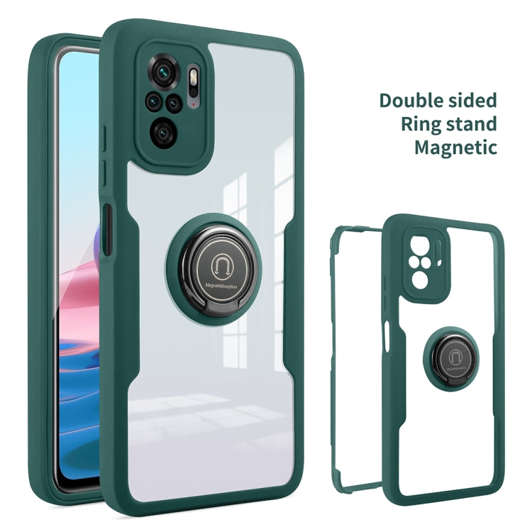 For Xiaomi Redmi Note 10 360 All-inclusive Dual-sided Magnetic Case with Ring Holder