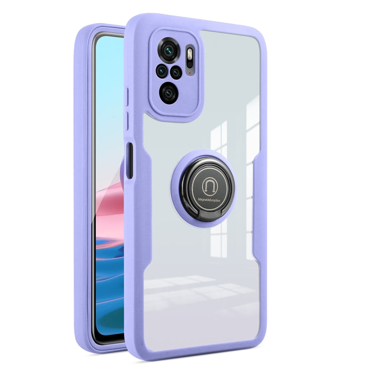For Xiaomi Redmi Note 10 360 All-inclusive Dual-sided Magnetic Case with Ring Holder