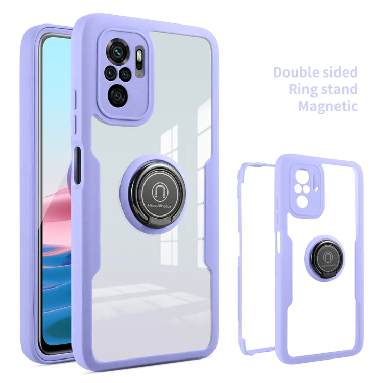 For Xiaomi Redmi Note 10 360 All-inclusive Dual-sided Magnetic Case with Ring Holder