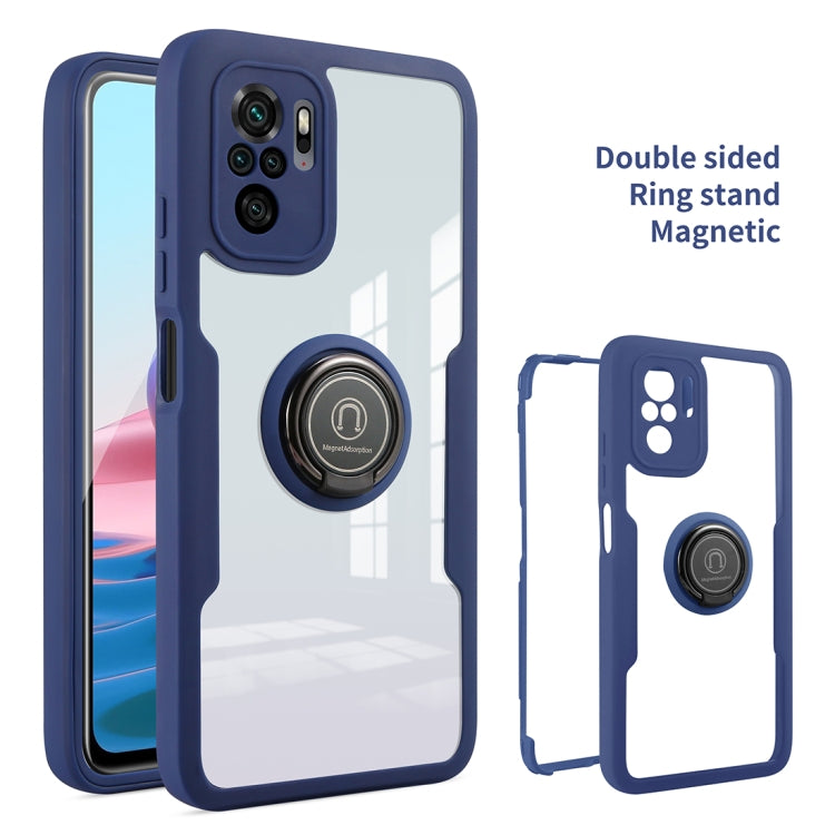 For Xiaomi Redmi Note 10 360 All-inclusive Dual-sided Magnetic Case with Ring Holder