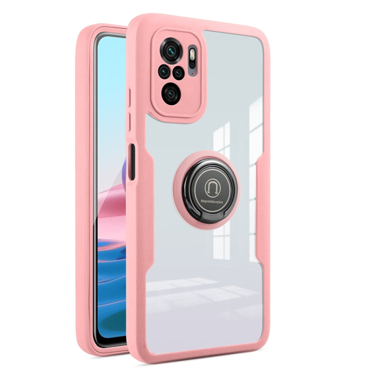 For Xiaomi Redmi Note 10 360 All-inclusive Dual-sided Magnetic Case with Ring Holder