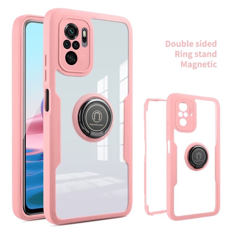 For Xiaomi Redmi Note 10 360 All-inclusive Dual-sided Magnetic Case with Ring Holder