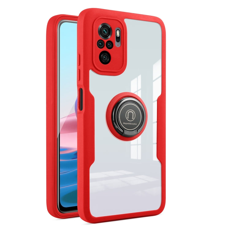 For Xiaomi Redmi Note 10 360 All-inclusive Dual-sided Magnetic Case with Ring Holder
