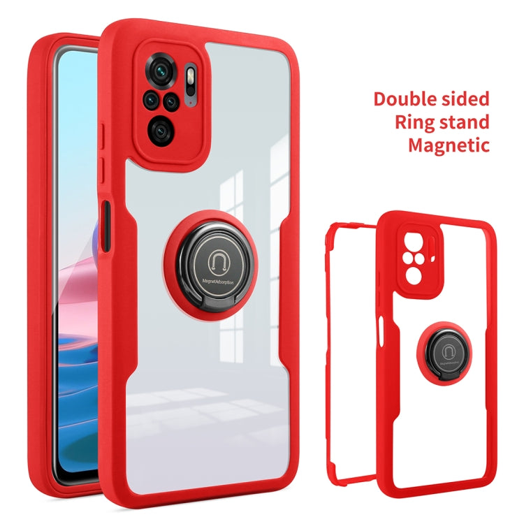 For Xiaomi Redmi Note 10 360 All-inclusive Dual-sided Magnetic Case with Ring Holder