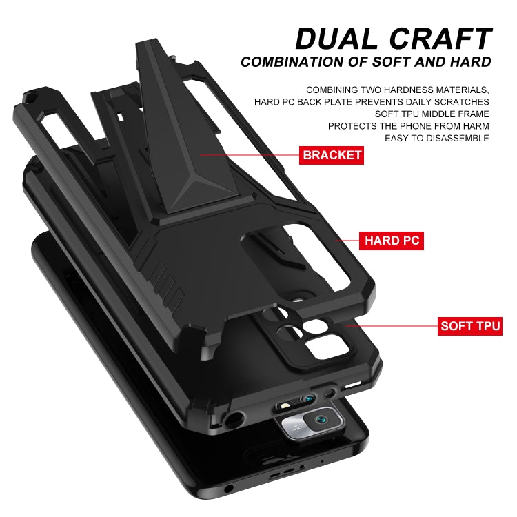 For Xiaomi Redmi 10 Super V Armor PC + TPU Shockproof Case with Invisible Holder