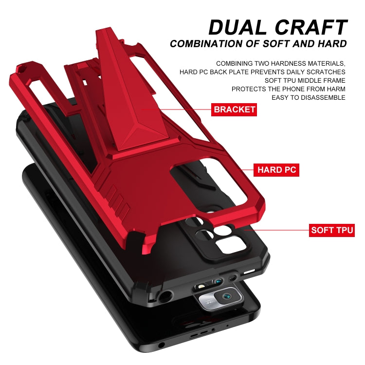 For Xiaomi Redmi 10 Super V Armor PC + TPU Shockproof Case with Invisible Holder