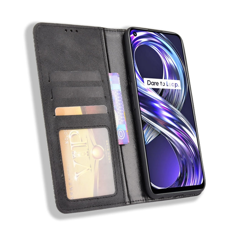 For OPPO Realme 8i Magnetic Buckle Retro Crazy Horse Texture Horizontal Flip Leather Case with Holder & Card Slots & Photo Frame