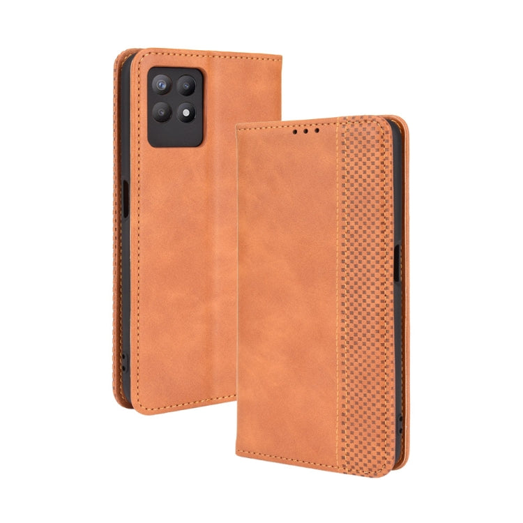 For OPPO Realme 8i Magnetic Buckle Retro Crazy Horse Texture Horizontal Flip Leather Case with Holder & Card Slots & Photo Frame