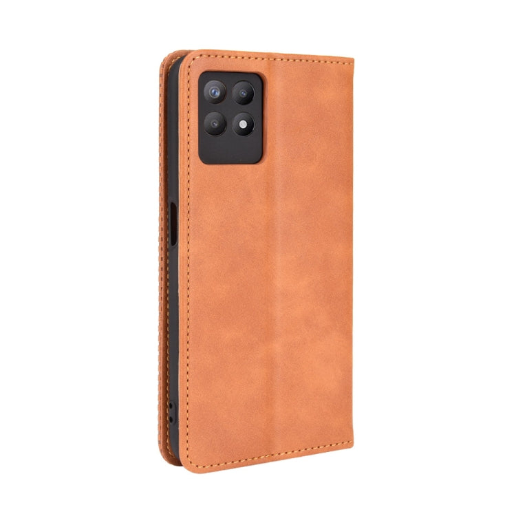 For OPPO Realme 8i Magnetic Buckle Retro Crazy Horse Texture Horizontal Flip Leather Case with Holder & Card Slots & Photo Frame