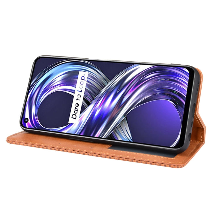 For OPPO Realme 8i Magnetic Buckle Retro Crazy Horse Texture Horizontal Flip Leather Case with Holder & Card Slots & Photo Frame