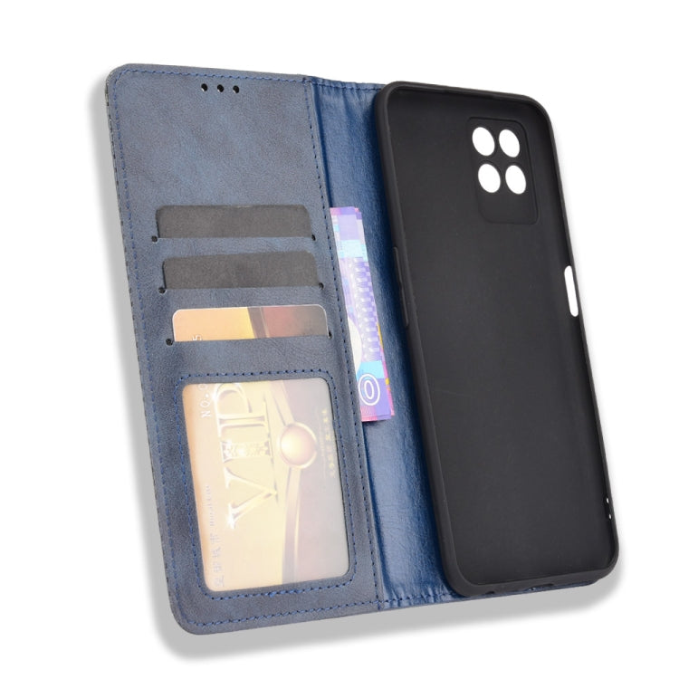 For OPPO Realme 8i Magnetic Buckle Retro Crazy Horse Texture Horizontal Flip Leather Case with Holder & Card Slots & Photo Frame