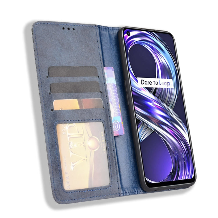 For OPPO Realme 8i Magnetic Buckle Retro Crazy Horse Texture Horizontal Flip Leather Case with Holder & Card Slots & Photo Frame