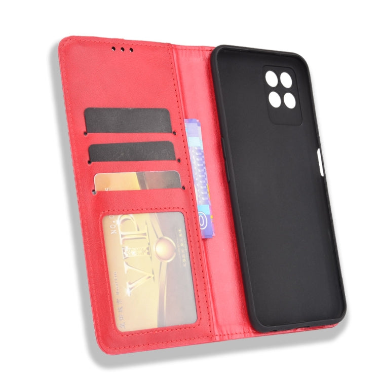 For OPPO Realme 8i Magnetic Buckle Retro Crazy Horse Texture Horizontal Flip Leather Case with Holder & Card Slots & Photo Frame